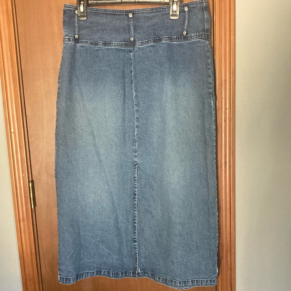 Blue Denim Midi Pencil Skirt